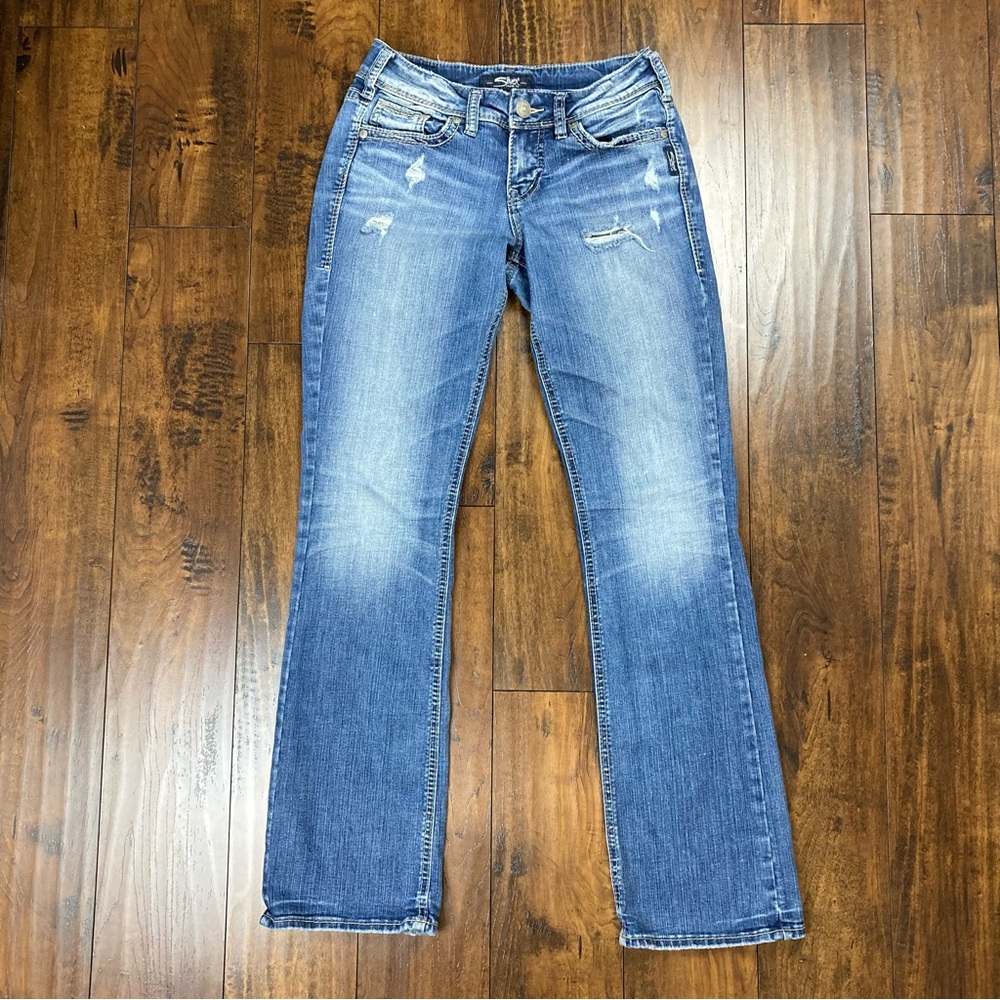 Silver Jeans Suki Slim Boot Women’s Size 26x33 Distressed Style Western Glove.